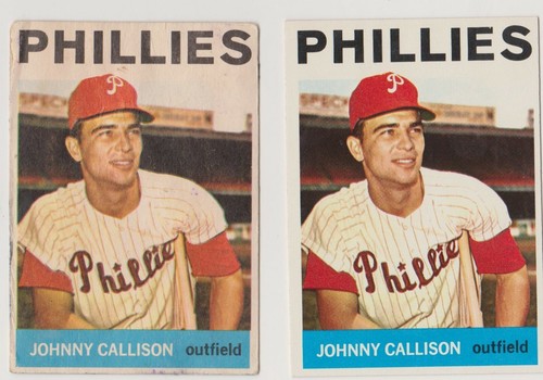 ZWEI 1964 JOHNNY CALLISON PHILADELPHIA PHILLIES KARTEN EINE TOPPS EINE VENEZUELAN  - Bild 1 von 2