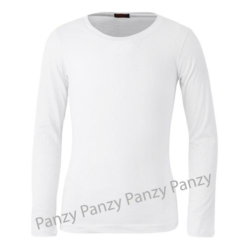 Girls Long Sleeve Plain Basic  95% Cotton  Top Kids T-Shirt Tops Crew Uniform - Picture 6 of 6