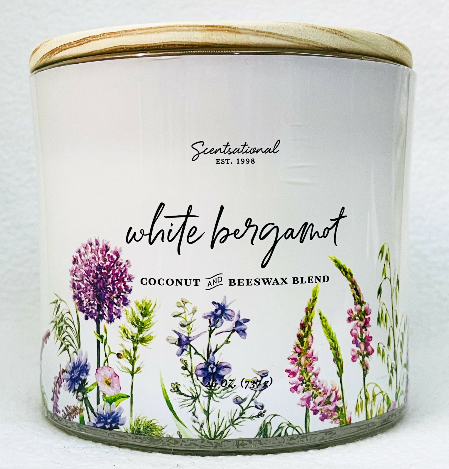 1 Scentsational BERGAMOT Coconut Beeswax Large Candle Glass 
