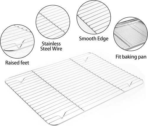 Stainless Steel Baking Sheet Tray Cooling Rack with Silicone Baking Mat Set, Coo - Picture 4 of 12
