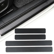 IN US!4Pcs Carbon Fiber Car Door Sill Protector Cover Trim for FORD F-150 White