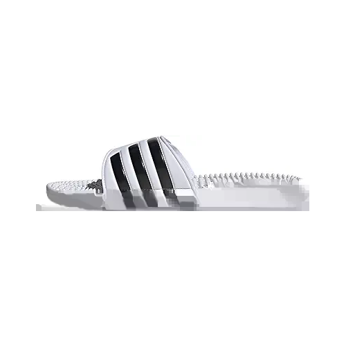 adidas Unisex Adissage Slides Sandal, White/Black/White, 15 US Men - Picture 1 of 7