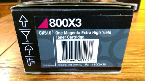NEW! Lexmark 80C0X30 800X3 Magenta Extra High Yield Toner Cartridge for CX510 - Picture 2 of 3