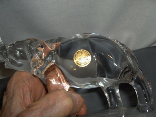 Vntg 24% Lead Crystal Elephant Figurine France Art Glass Signed Paperweight - Picture 2 of 6