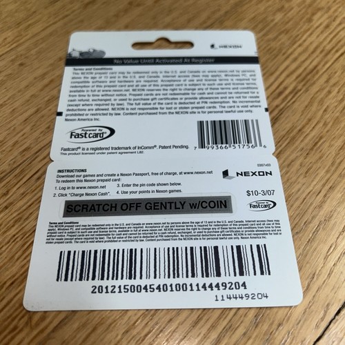 2007 NEXON Gift Card - Unused (No Cash Value) COLLECTIBLE ONLY #2 - Picture 2 of 2