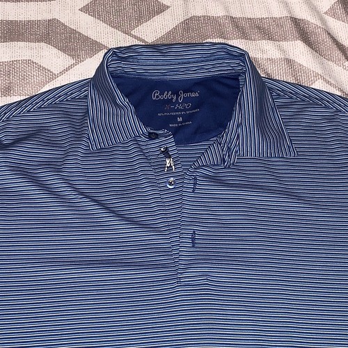 Bobby Jones X-H2O Mens Blue Striped Golf Performance Polo Shirt Size M - Picture 2 of 4