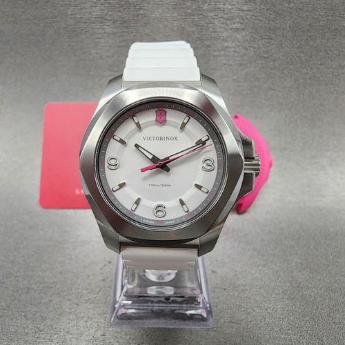 Victorinox INOX Uhr Damen 38mm weißes Ziffernblatt Stahl Datum Resinband rund 241921 - Bild 1 von 13