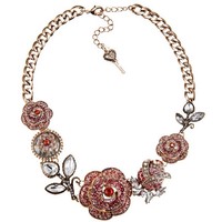 Betsey Johnson Necklace Statement Big Ombre Pave Rose Charm Betsey Johnson Necklace Statement Big Ombre Pave Rose Charm