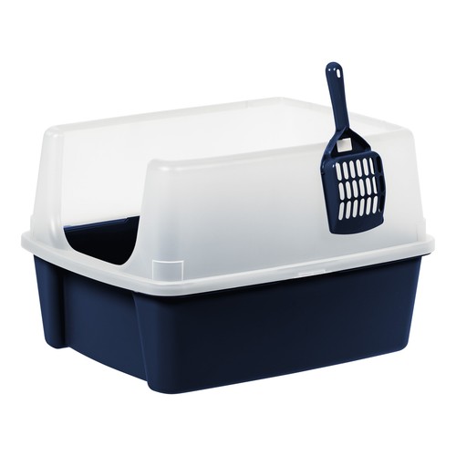 High Sided Open Litter Box with Scoop, Navy Blue - Picture 6 of 8