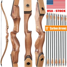 30-50# Wooden Riser Archery 60" Takedown Recurve Bow RH for Adult Hunting Target
