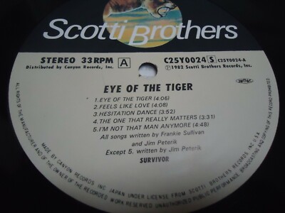 SURVIVOR EYE OF THE TIGER SCOTTI BROTHERS C25Y0024 Japan OBI VINYL