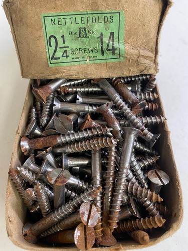 Box Steel Countersunk Screws 2 1/4" x 14 Nettlefolds GKN Slotted Full Box of 144 - Picture 21 of 24