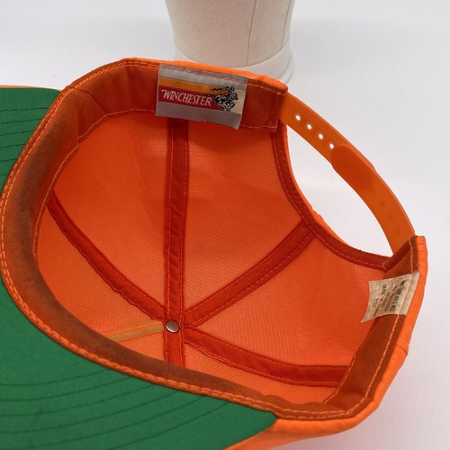 Winchester Hat Vintage 90's Blaze Orange Buck Deer Hunting Cap snapback - Afbeelding 11 van 14