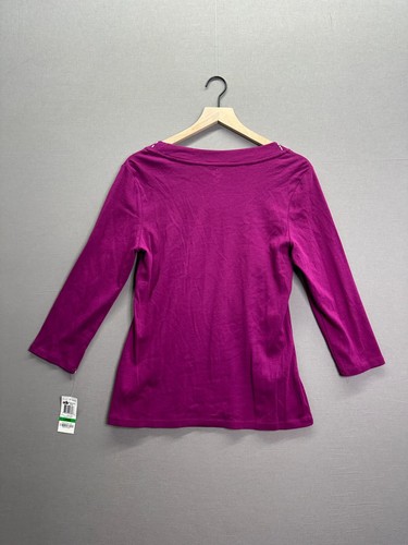 Style&Co Womens Pink T-Shirt Rhinestoned Long Sleeve Scoop NWT Neck Size L - Picture 10 of 11