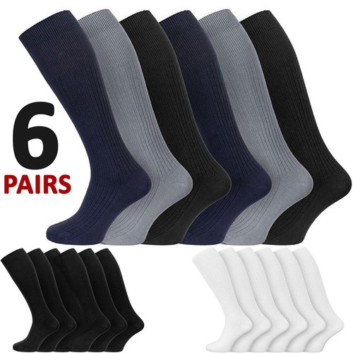 New Mens Long Hose Socks Traditional 100% Cotton Knee High Length 3,6,12 Pairs