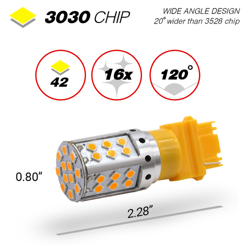 3156 LED Yellow Light Bulbs for Front Turn Signal, Error Free - Picture 2 of 6