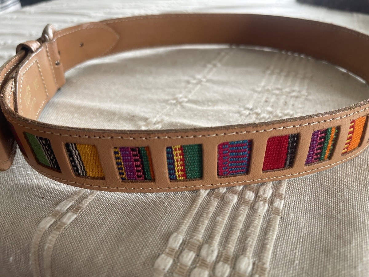 genuine leather belt S-M crafted in Guatemala boho | eBay display picture 1