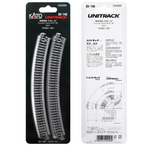 lot of 10 KATO UniTrack N Gauge Curved Tracks R381-30° 4pcs 20-140 Model Train - Picture 20 of 24