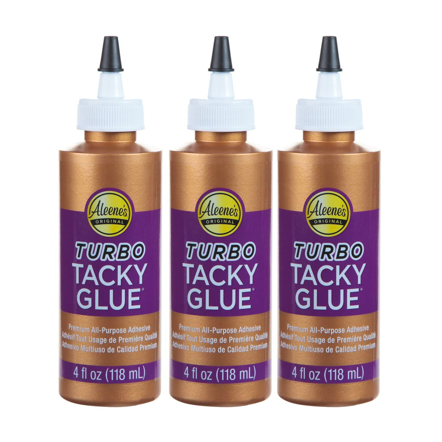 Aleene's Turbo Tacky Glue - 3 PACK - Strong Adhesive - 4fl.oz / 118ml (40643)
