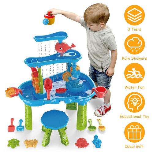 New Kids Sand and Water Play Table with Rain Showers for Toddlers 3-6 Years Old - Picture 3 of 8
