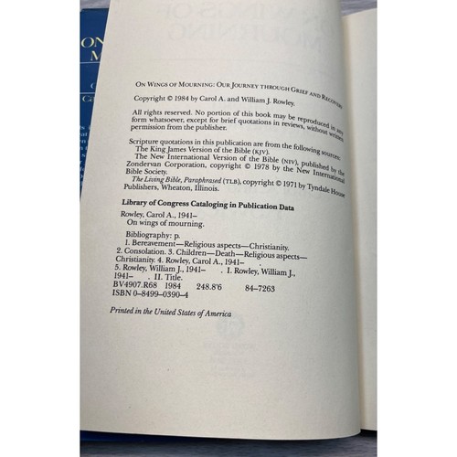 On the Wings of Mourning Our Journey Through Grief Carol William Rowley Signed - Imagen 5 de 10