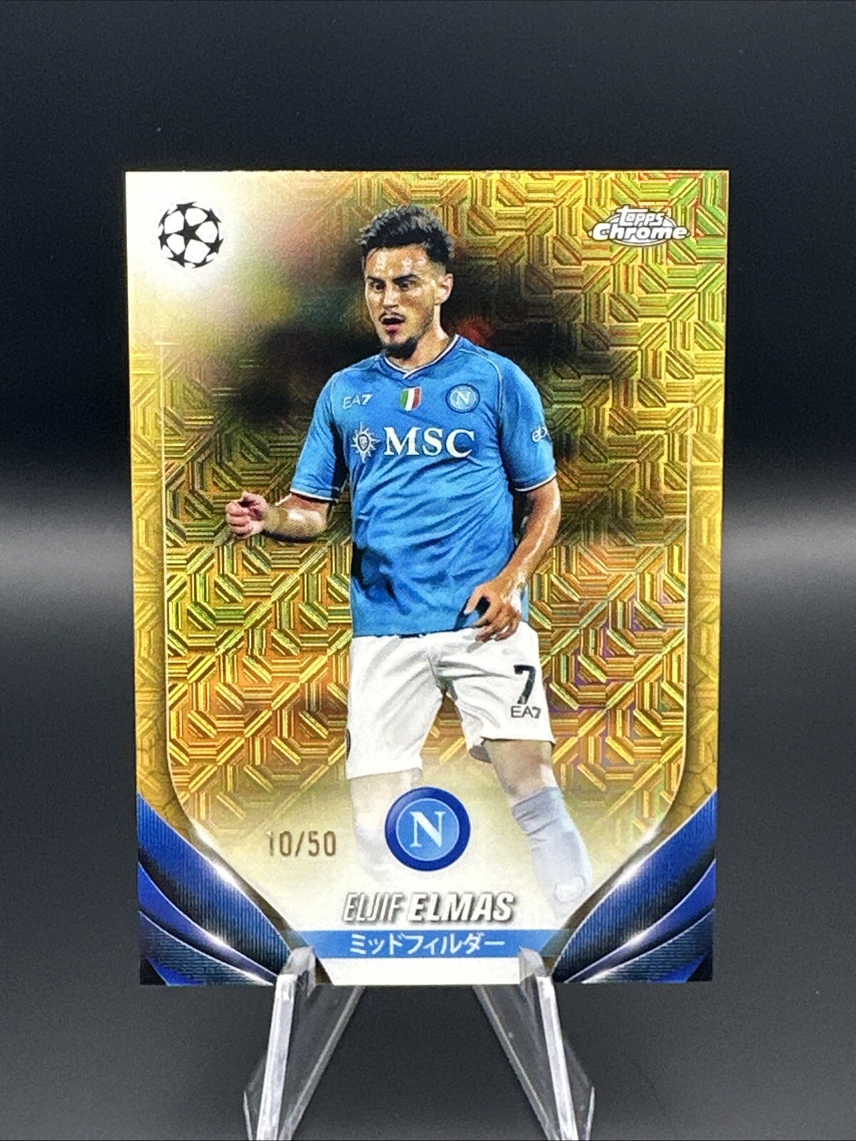 TOPPS CHROME UEFA JAPAN 2023-24 ELJIF ELMAS /50 GOLD MOJO REFRACTOR NAPOLI