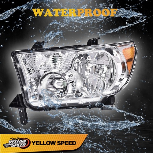 Amber Corner Chrome Headlights Fit For 2007-2013 Toyota Tundra 2008-2017 Sequoia - Picture 4 of 9