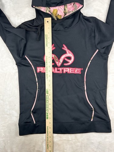 Realtree Xtra Black Pink Camo Dri Fit Hoodie Sweatshirt Women’s Size Small - Picture 6 of 7
