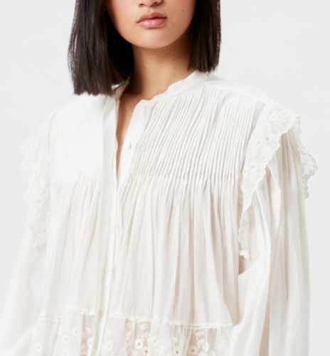 ISABEL MARANT Mikia Voile-Bluse mit Spitzenbesatz Seidenmischung UK12 FR40 US8 UVP655€