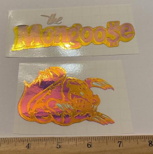 Tom McEwen Mongoose Caricature Chrome Illusion Foil Die Cut Logo Decal Sticker - Picture 3 of 4