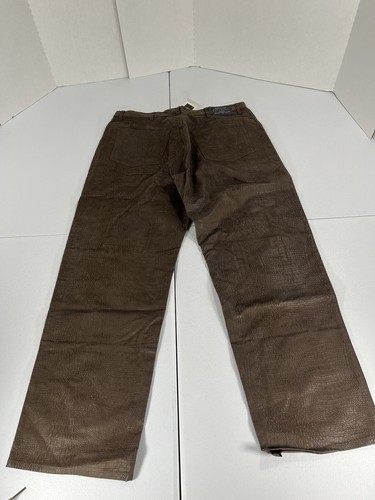 Guess Jeans Men Gator Suede Pants Brown Size 40 - Picture 3 of 10