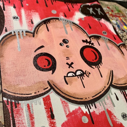 PEINTURE PANNEAU TOILE JENCALLE GRAFFITI ART ORIGINAL Street Outsider Pop 16x8 - Photo 6 sur 9