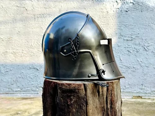 Medieval Barbute Helmet Role Play Knight Wearable Steel Helmet - Picture 6 of 6