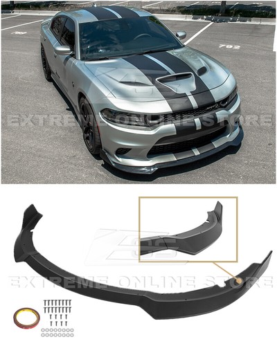EOS For 15-Up Dodge Charger | SRT 3PC Flat Black Front Bumper Lower Splitter Lip - Picture 1 of 12