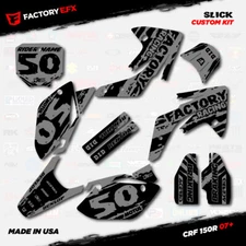 Black & Gray Slick Racing Graphics Kit fits Honda CRF150R 07-25 CRF 150R Decals