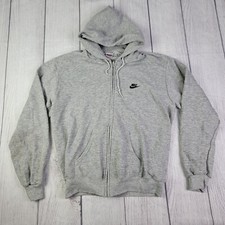 VTG NIKE Swoosh Full Zip Hoodie Sweatshirt 80s 90s Gray Size XL Made in USA