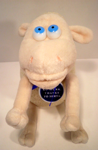 Rare TALKING Plush Serta Sheep Counting #5 I'll Never Get A Job Plastic Hang Tag - Picture 2 of 11