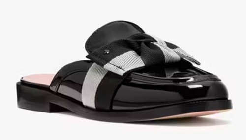 Kate Spade Leandra Mule Loafer Patent Leather Black with Bow 8.5B - Picture 7 of 12