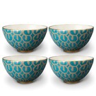 NEW L'Objet Fortuny Ashanti Cereal Bowls Teal Set 4pce
