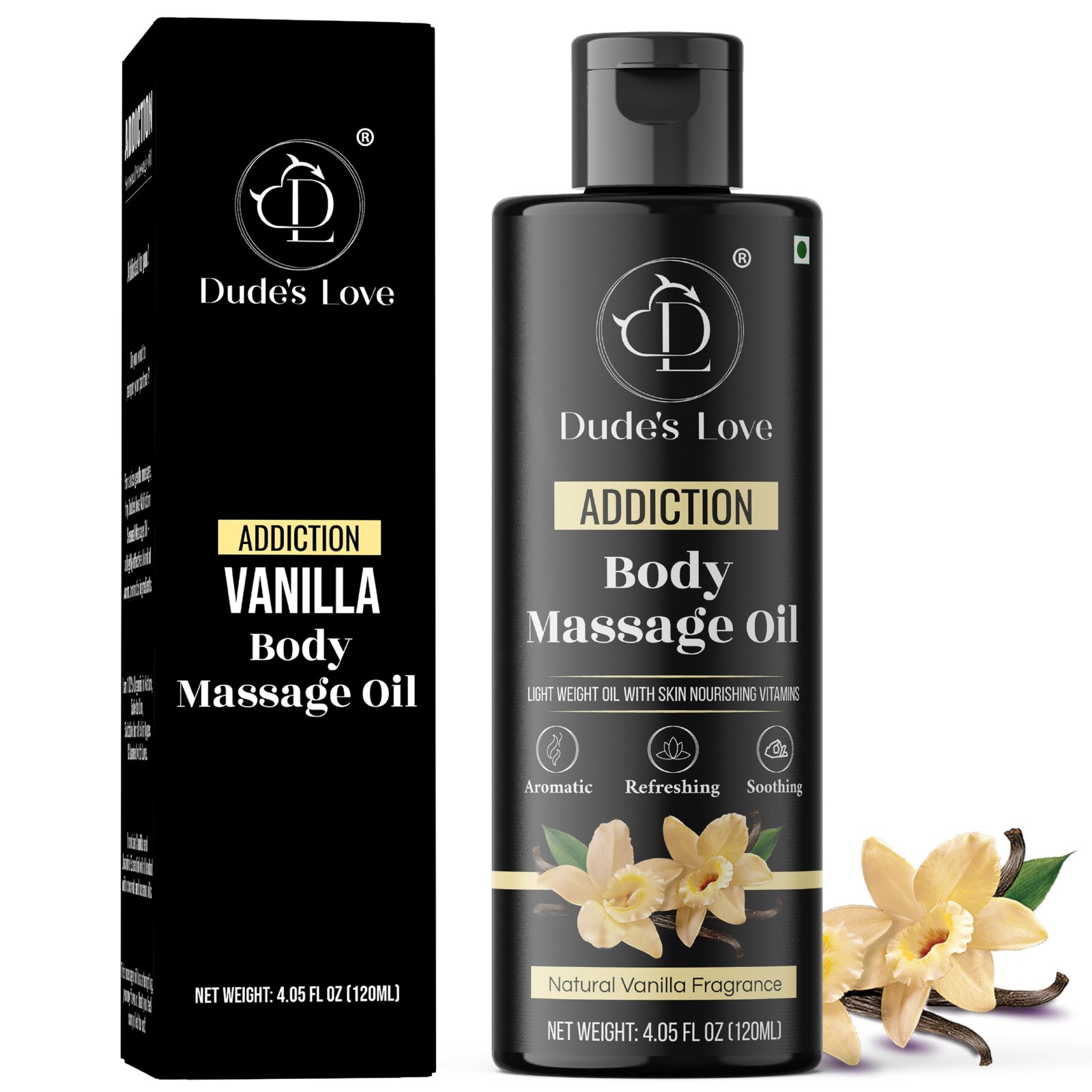 Organic - Vanilla Edible Full Body Massage Oil - No Stain & Non-Sticky | with