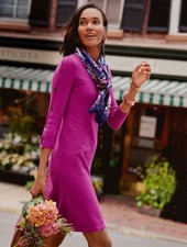 Talbots FAB! Kitty Tweed Round Neck Shift Sweater Dress in Pink S