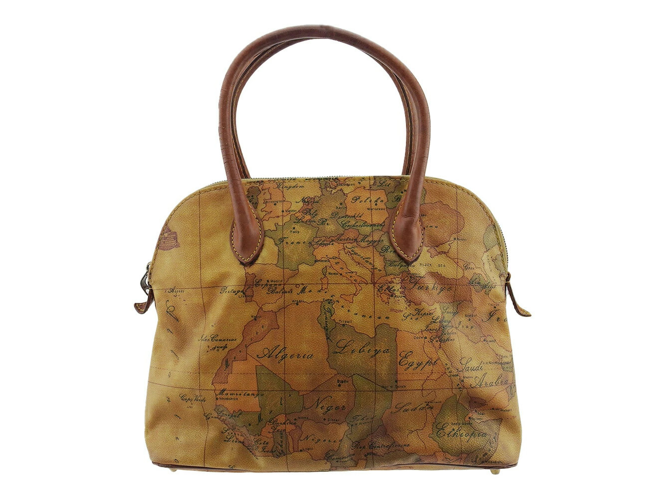 Prima Classe Handbag Map Pattern Beige Brown Wome… - image 2