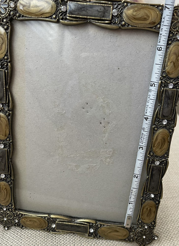 Schöner Vintage Art Deco Emaille & Kristall verzierter Metall Bilderrahmen 5x7 - Bild 9 von 9