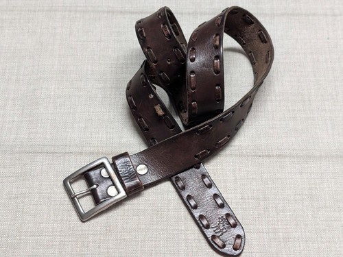 Cinturón vintage Y2K cuero con cordones AMBERCOMBIE & FITCH cuero de vaca 38 marrón años 90 ancho - Imagen 5 de 18