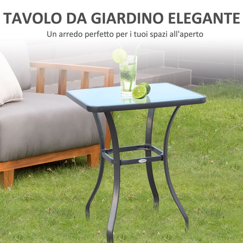 Outsunny Tavolo da Giardino Quadrato in Metallo per Balcone e Terrazzo - Foto 5 di 10