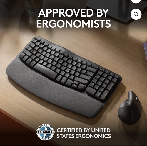 Logitech Wave Keys Kabellose Ergonomische Tastatur mit gepolsterter Handballenauflage - Bild 2 von 3