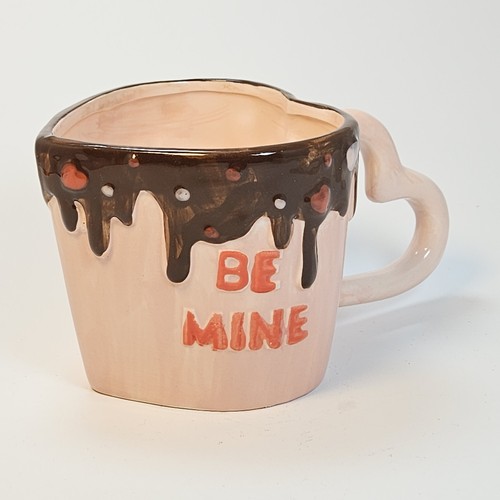 Pink Heart Shaped Figural Coffee Mug Cup Chocolate LOVE Cute Gift 18oz Ceramic - Picture 2 of 7