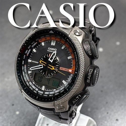 Casio PROTREK PRW‑5000 Radio Solar Analog Digital Silver Men’s - Picture 1 of 12