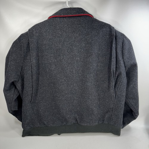 Giacca da caccia bomber vintage Woolrich lana grigio scuro cappotto a quadri USA taglia XL - Foto 9 di 11