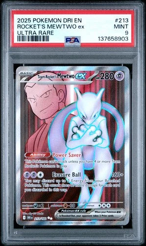 2025 POKEMON DRI EN-DESTINED RIVALS ULTRA RARE TEAM ROCKET'S MEWTWO EX PSA 9